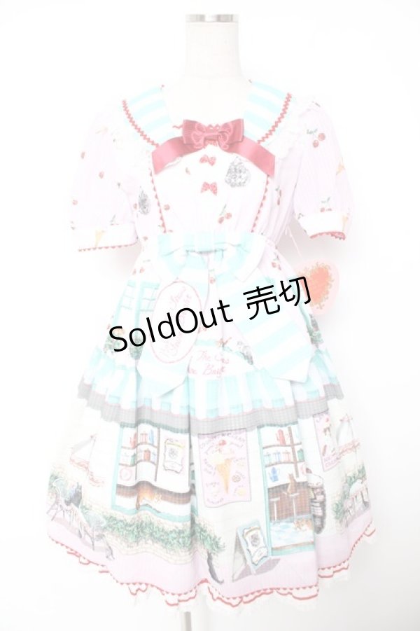 画像1: BABY, THE STARS SHINE BRIGHT / Kitten’s Sweet Cherries Cafe Diner柄ワンピース  ピンク Y-25-12-28-018-BA-OP-AS-ZY (1)