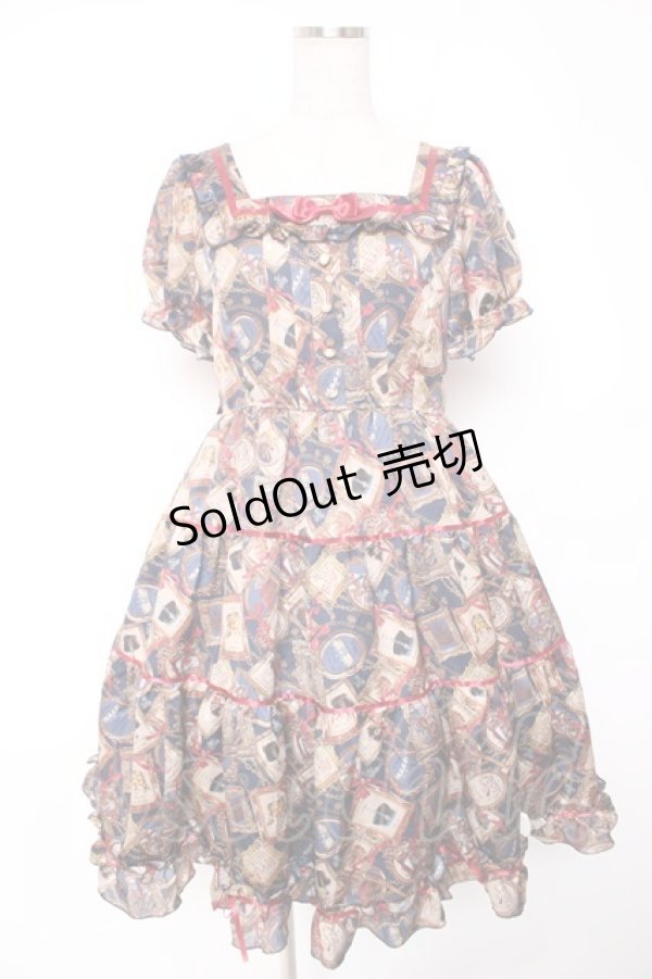 画像1: ALICE and the PIRATES / Memory frame of royal crown柄ワンピース  紺 Y-25-12-28-020-PA-OP-SZ-ZY (1)