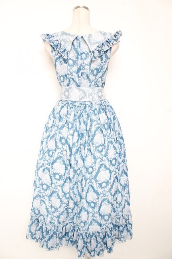 画像2: berry&wood / Hoshibako Works×berry&wood 紫陽花の咲く頃襟付きジャンパースカート M ブルー Y-25-12-28-024-LO-OP-SZ-ZY (2)