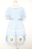 画像2: Hoshibako Works / ストロベリー・リボンブーケ　ギンガムチェックパフワンピース  サックス Y-25-12-28-026-LO-OP-SZ-ZY (2)