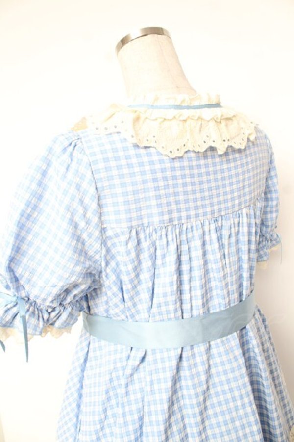 画像6: Hoshibako Works / ストロベリー・リボンブーケ　ギンガムチェックパフワンピース  サックス Y-25-12-28-026-LO-OP-SZ-ZY (6)