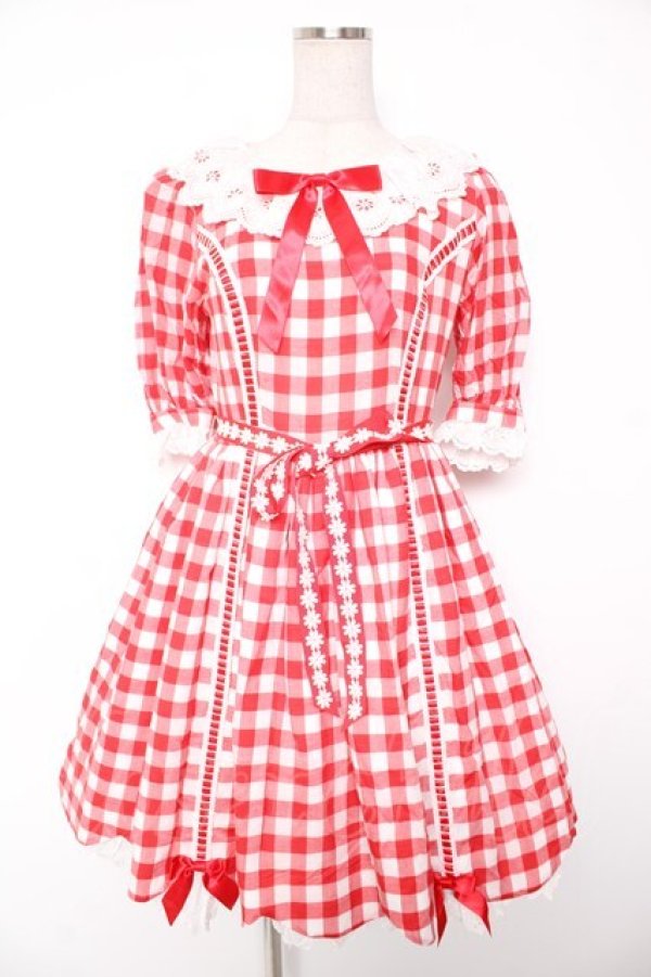 画像1: Angelic Pretty / Picnicワンピース  赤ｘ白 Y-25-12-28-032-AP-OP-AS-ZS (1)