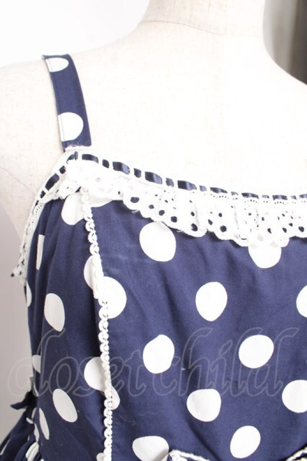 画像8: Angelic Pretty / ポルカドットジャンパースカート  紺 Y-25-12-28-006-AP-OP-SZ-ZY (8)