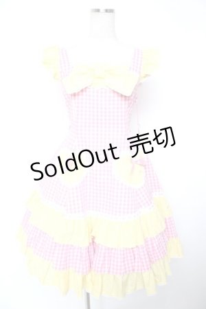 画像: Angelic Pretty / ギンガムシャーベットジャンパースカート  ピンク×イエロー Y-25-12-28-002-AP-OP-SZ-ZY