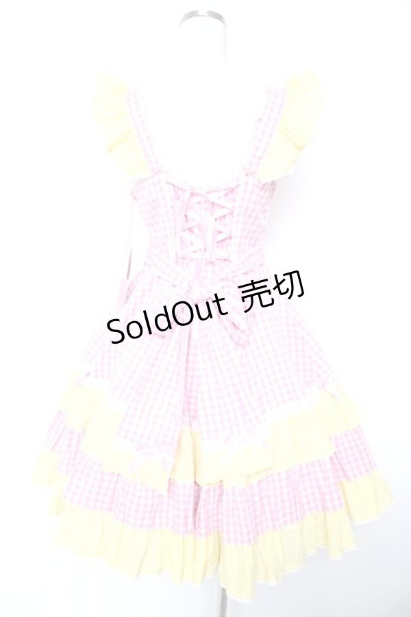 画像2: Angelic Pretty / ギンガムシャーベットジャンパースカート  ピンク×イエロー Y-25-12-28-002-AP-OP-SZ-ZY (2)