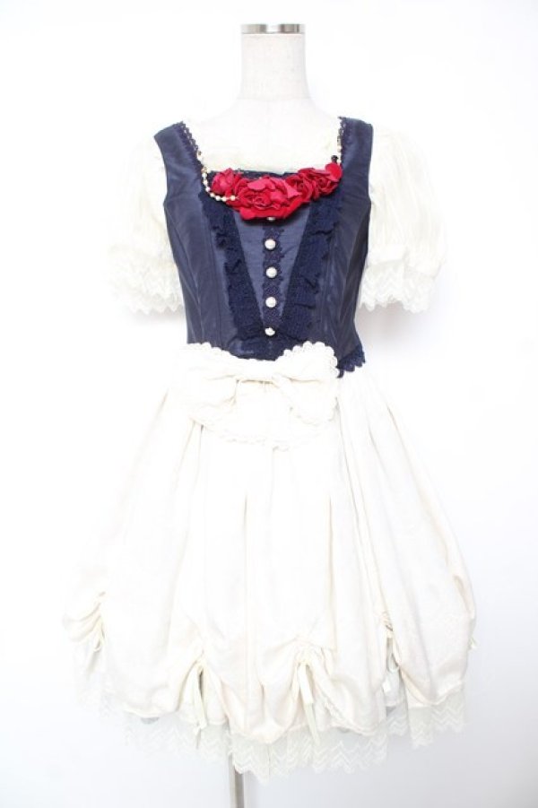 画像1: BABY, THE STARS SHINE BRIGHT / Claudia，The Fairy Tale Princessワンピースセット  オフｘ紺 Y-25-12-28-012-BA-OP-AS-ZY (1)