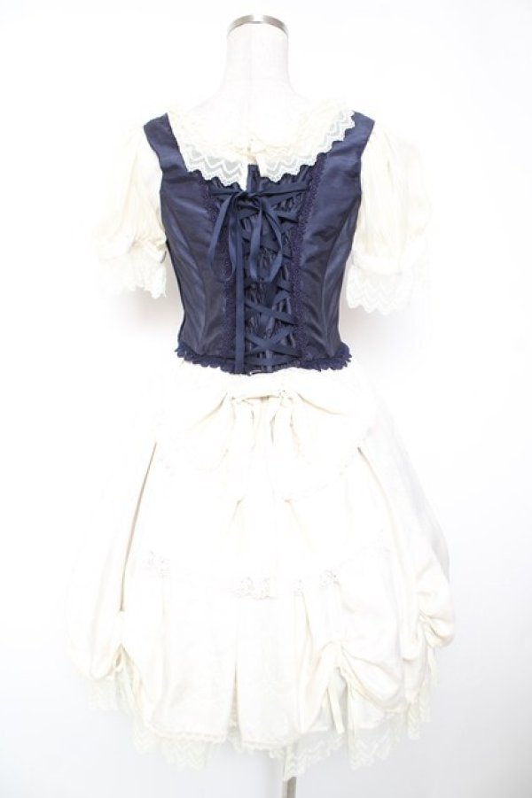 画像2: BABY, THE STARS SHINE BRIGHT / Claudia，The Fairy Tale Princessワンピースセット  オフｘ紺 Y-25-12-28-012-BA-OP-AS-ZY (2)