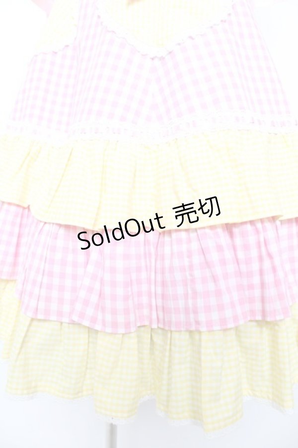 画像4: Angelic Pretty / ギンガムシャーベットジャンパースカート  ピンク×イエロー Y-25-12-28-002-AP-OP-SZ-ZY (4)