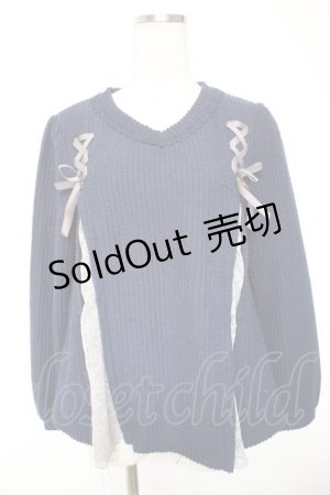 画像: axes femme / レースアップトップス  紺 Y-26-01-01-038-AX-TO-SZ-ZY