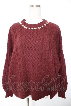 画像: axes femme / かぎ編みニットトップス M ワイン Y-26-01-01-039-AX-TO-SZ-ZY