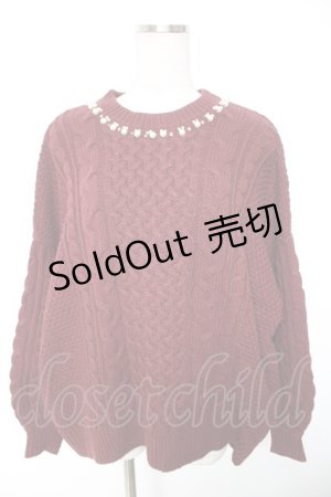 画像: axes femme / かぎ編みニットトップス M ワイン Y-26-01-01-039-AX-TO-SZ-ZI