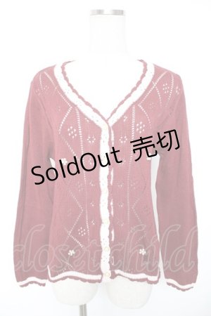 画像: axes femme / バイカラーライン入りカーデ M ワイン Y-26-01-01-042-AX-TO-SZ-ZY