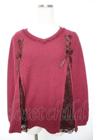 画像: axes femme / レースアップトップス  ワイン Y-26-01-01-044-AX-TO-SZ-ZY