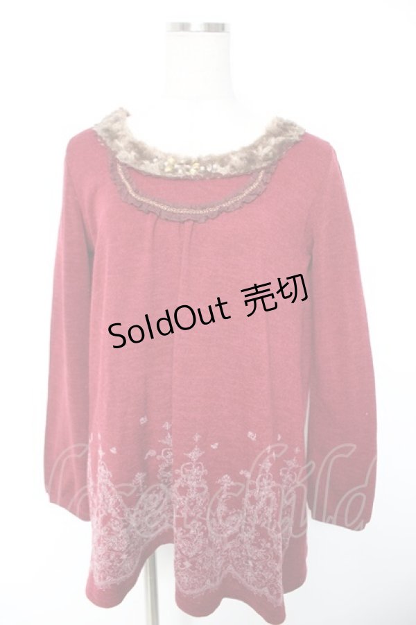 画像1: axes femme / 裾プリントチュニック M ワイン Y-26-01-01-045-AX-OP-SZ-ZY (1)