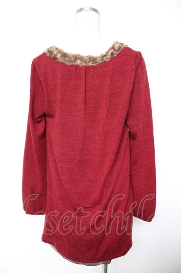 画像2: axes femme / 裾プリントチュニック M ワイン Y-26-01-01-045-AX-OP-SZ-ZY (2)