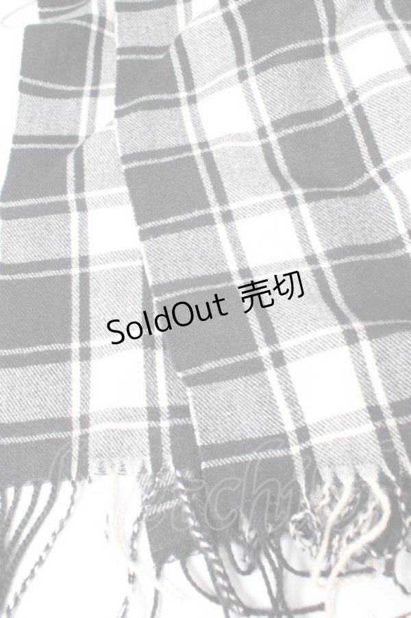 画像2: NieR CLOTHING / チェック柄 大判ストールマフラー  黒×アイボリー Y-26-01-01-006-PU-ZA-SZ-ZT0204L (2)