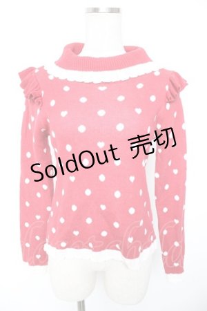 画像: axes femme Kawaii / ハートドットニットプル M アカ Y-26-01-01-047-AX-TO-SZ-ZY