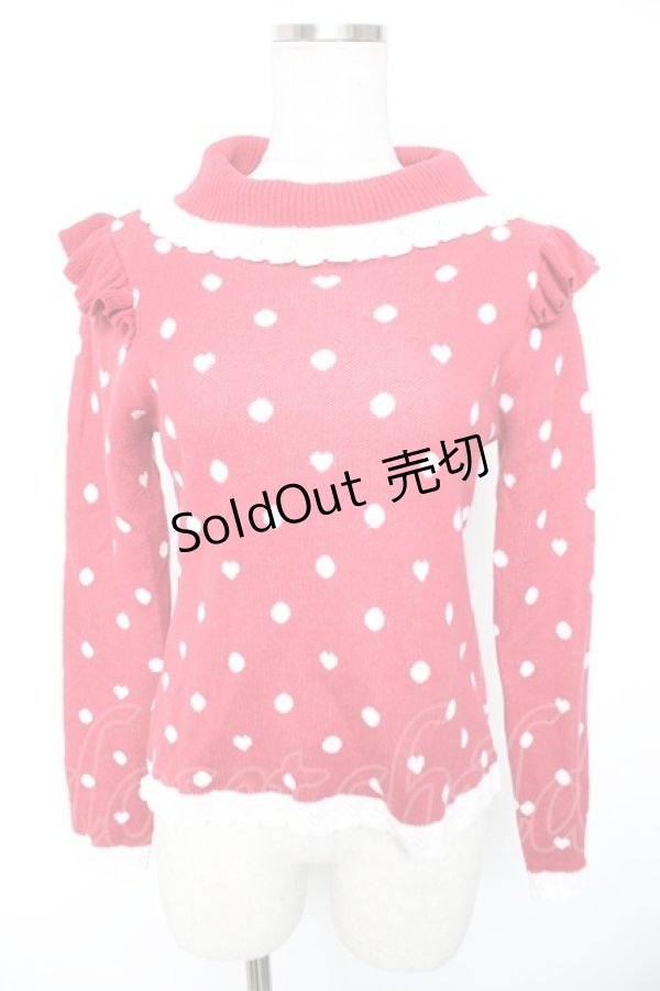 画像1: axes femme Kawaii / ハートドットニットプル M アカ Y-26-01-01-047-AX-TO-SZ-ZY (1)