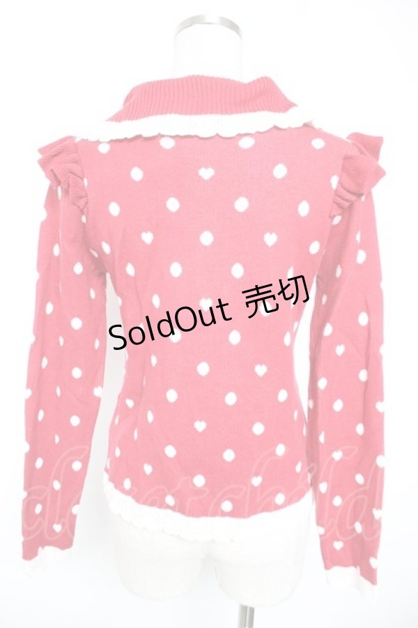 画像2: axes femme Kawaii / ハートドットニットプル M アカ Y-26-01-01-047-AX-TO-SZ-ZY (2)