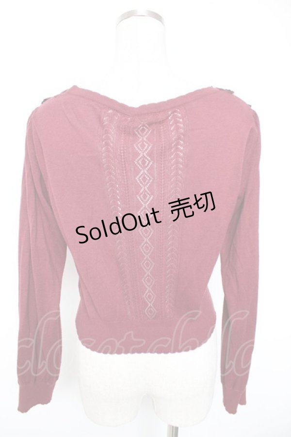 画像2: axes femme POETIQUE / ヒートカットリボン使いカーディガン  ワイン Y-26-01-01-048-AX-TO-SZ-ZY (2)