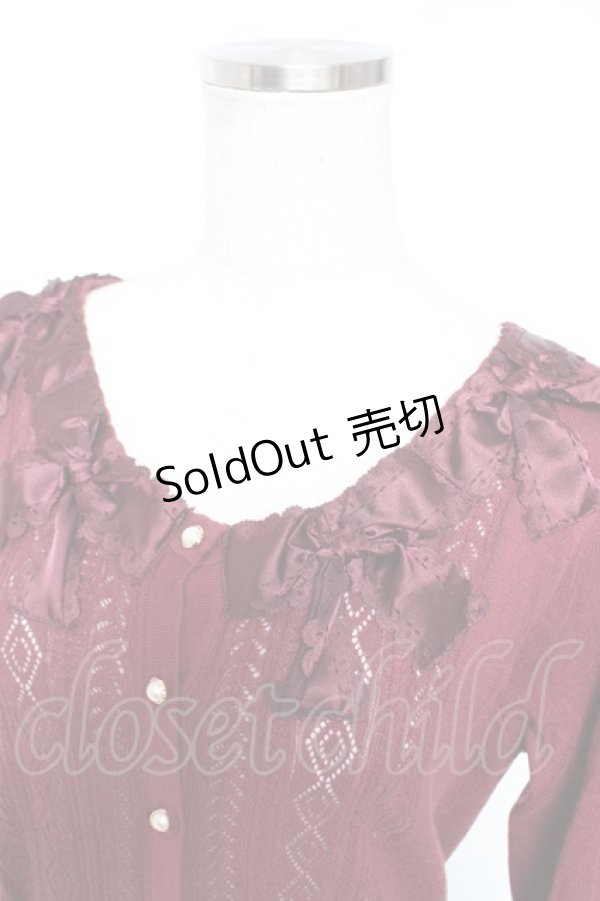 画像3: axes femme POETIQUE / ヒートカットリボン使いカーディガン  ワイン Y-26-01-01-048-AX-TO-SZ-ZY (3)