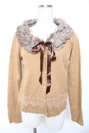 画像: axes femme / ファーティペ付属レースカーディガン M キャメル Y-26-01-01-054-AX-TO-SZ-ZI