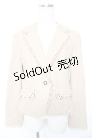 画像: axes femme / ビジューポケットジャケット  ベージュ Y-26-01-01-055-AX-JA-SZ-ZY