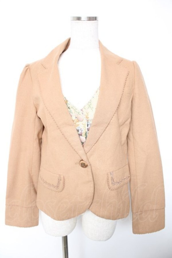 画像1: axes femme / ゴブランベストレイヤードジャケット  ベージュ Y-26-01-01-056-AX-JA-SZ-ZY (1)