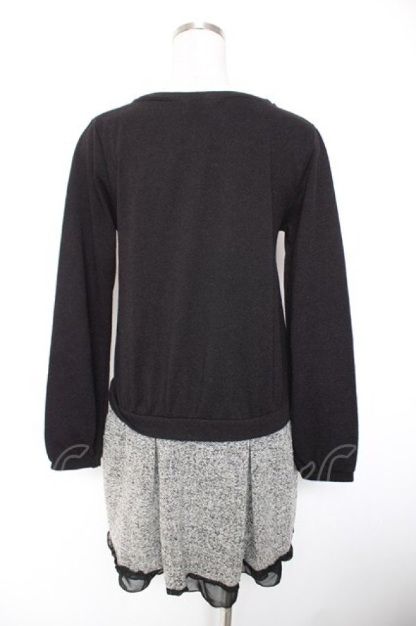 画像2: axes femme / ツイードドッキングワンピース M 黒 Y-26-01-01-059-AX-OP-SZ-ZY (2)