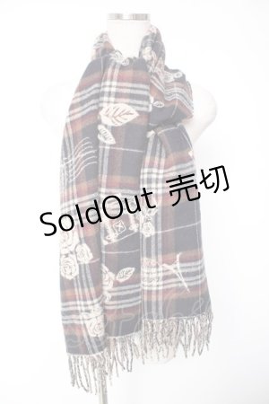 画像: axes femme / チェック薔薇柄ストール  紺 Y-26-01-01-008-AX-ZA-SZ-ZY