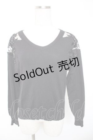 画像: axes femme / ショルダーフラワーニット M 黒 Y-26-01-01-060-AX-TO-SZ-ZI