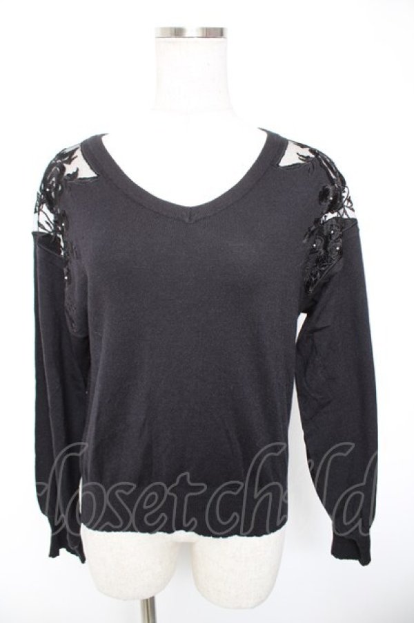 画像1: axes femme / ショルダーフラワーニット M 黒 Y-26-01-01-060-AX-TO-SZ-ZY (1)