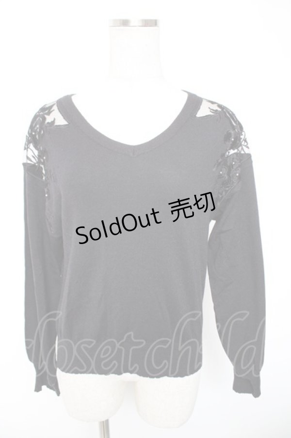 画像1: axes femme / ショルダーフラワーニット M 黒 Y-26-01-01-060-AX-TO-SZ-ZI (1)