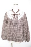 画像1: axes femme POETIQUE / レース襟チェックレトロブラウス  茶 Y-26-01-01-065-AX-BL-SZ-ZY (1)