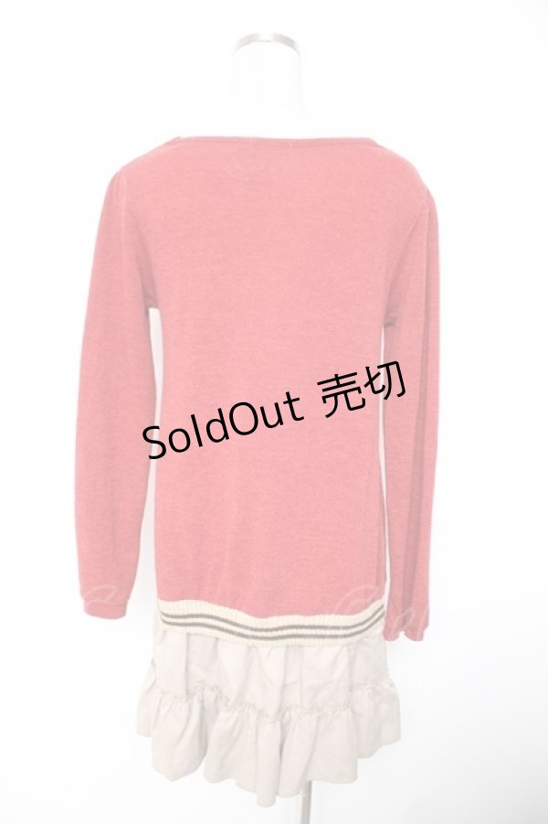 画像2: axes femme / アーガイル柄カーデ風ワピース M エンジ Y-26-01-01-067-AX-OP-SZ-ZI (2)