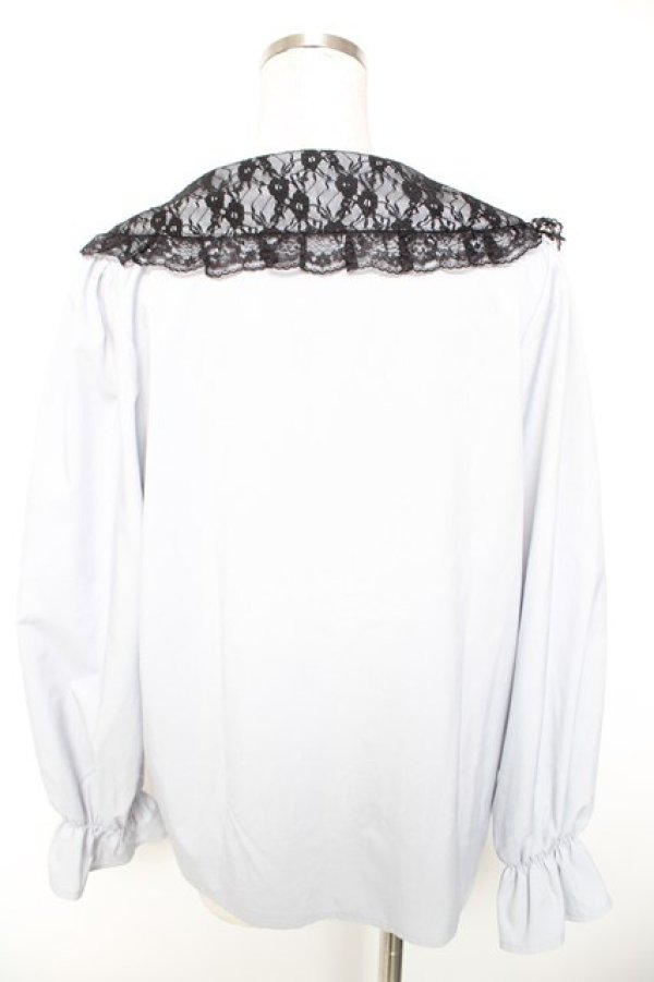 画像2: NOEMIE / レースフリル襟ブラウス M サックス Y-26-01-01-070-LO-BL-SZ-ZY (2)