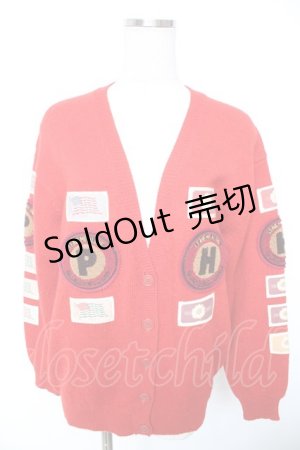 画像: PINK HOUSE / ロゴワッペンカーディガン  赤 Y-26-01-01-072-LO-TO-SZ-ZY