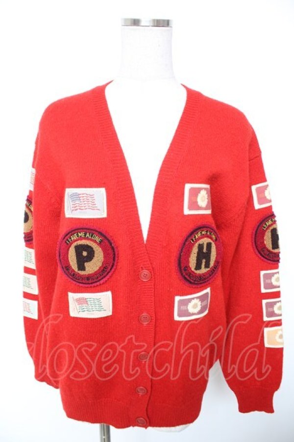画像1: PINK HOUSE / ロゴワッペンカーディガン  赤 Y-26-01-01-072-LO-TO-SZ-ZY (1)