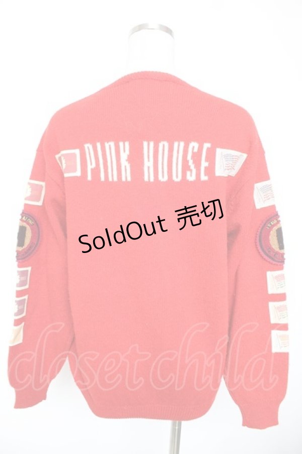 画像2: PINK HOUSE / ロゴワッペンカーディガン  赤 Y-26-01-01-072-LO-TO-SZ-ZY (2)