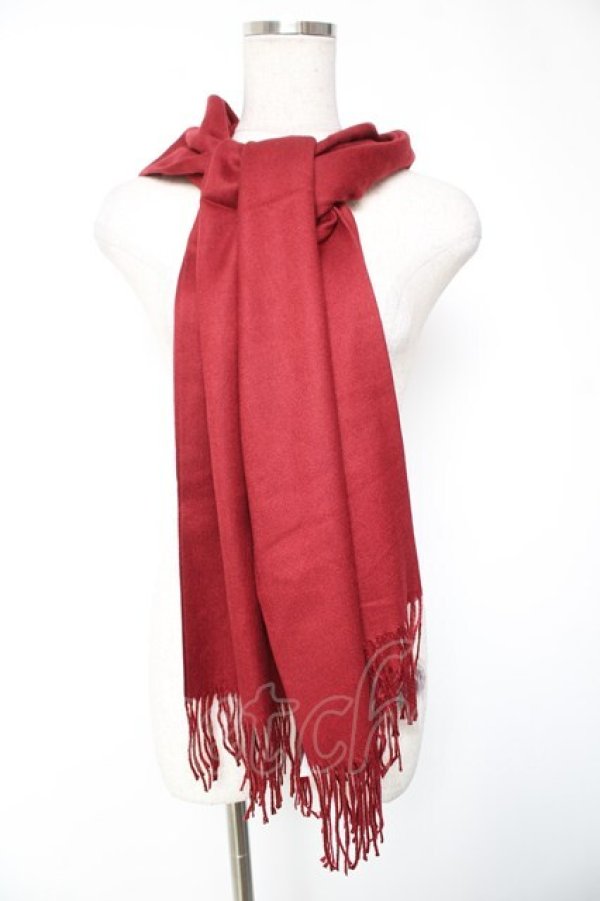画像1: axes femme / リボン付無地ストール  ワイン Y-26-01-01-010-AX-ZA-SZ-ZY (1)
