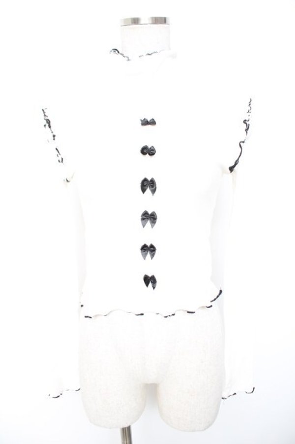 画像1: Swankiss / リボン付リブニットソー F 白 Y-26-01-01-080-CA-TO-SZ-ZY (1)