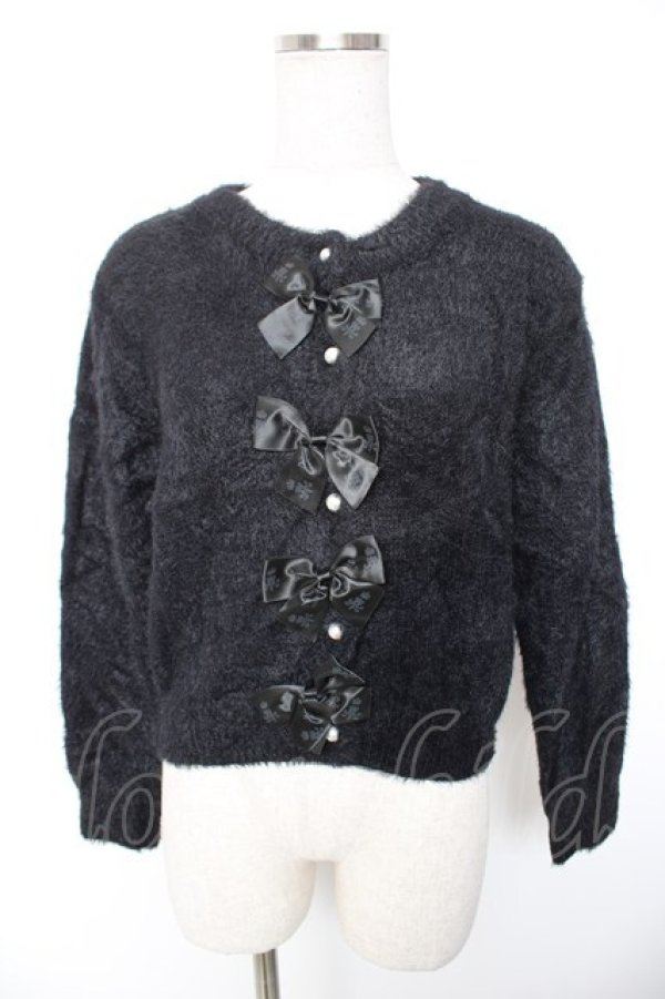 画像1: m petit by misako / リボンニットカーディガン  黒 Y-26-01-01-082-LO-TO-SZ-ZY (1)