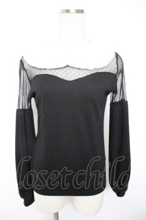 画像: Princess Melody / ファー襟チュール切替トップス  黒 Y-26-01-01-084-EL-TO-SZ-ZY