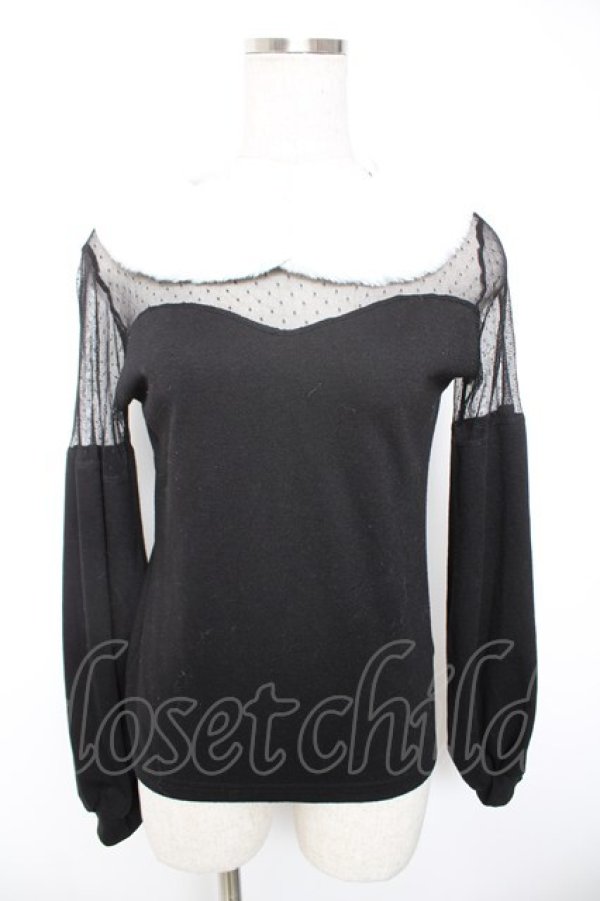 画像1: Princess Melody / ファー襟チュール切替トップス  黒 Y-26-01-01-084-EL-TO-SZ-ZY (1)