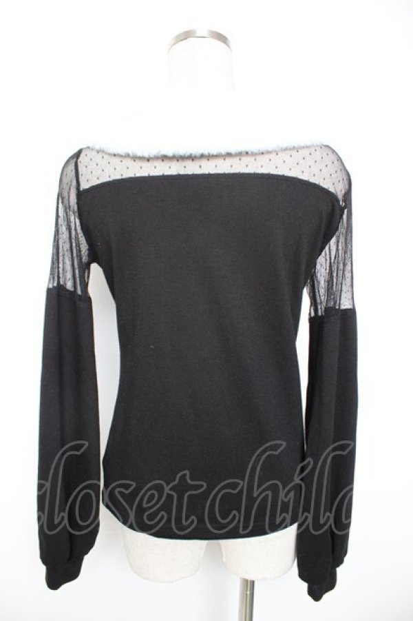 画像2: Princess Melody / ファー襟チュール切替トップス  黒 Y-26-01-01-084-EL-TO-SZ-ZY (2)