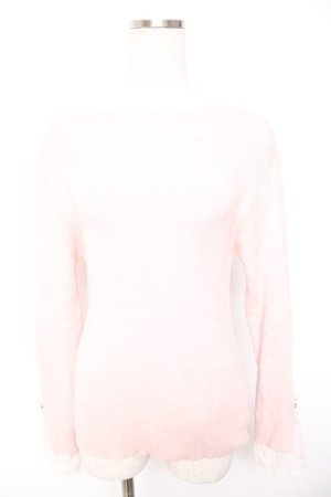 画像: axes femme / 連ボタン袖レースニットプルオーバー  ピンク Y-26-01-01-087-AX-TO-SZ-ZY