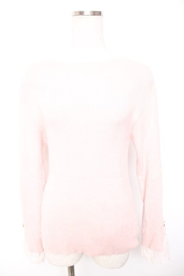 画像1: axes femme / 連ボタン袖レースニットプルオーバー  ピンク Y-26-01-01-087-AX-TO-SZ-ZY (1)