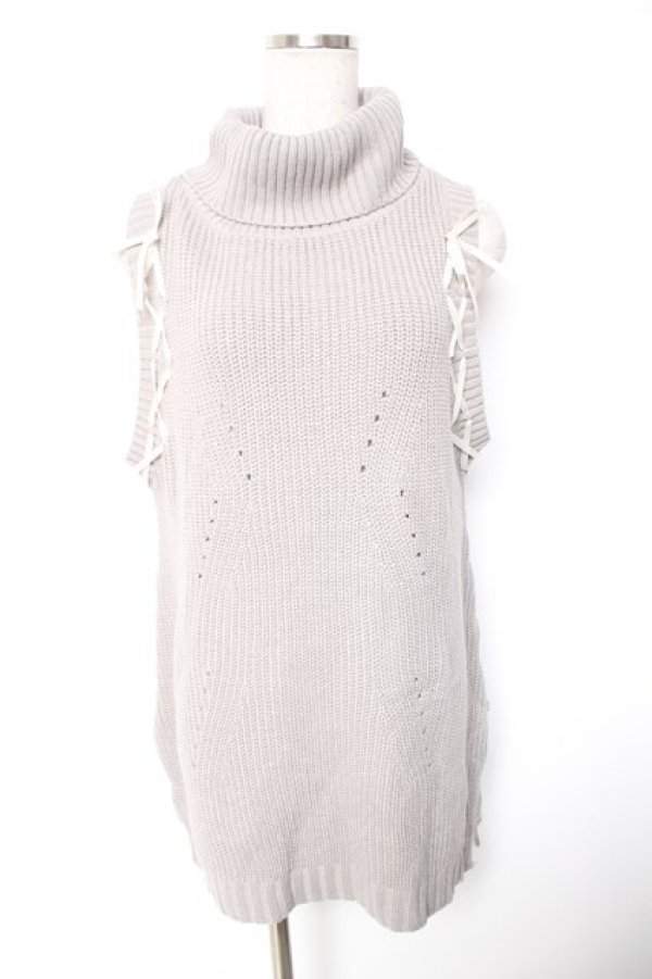 画像1: axes femme / 肩レースアップロングプルオーバー M グレー Y-26-01-01-089-AX-TO-SZ-ZY (1)