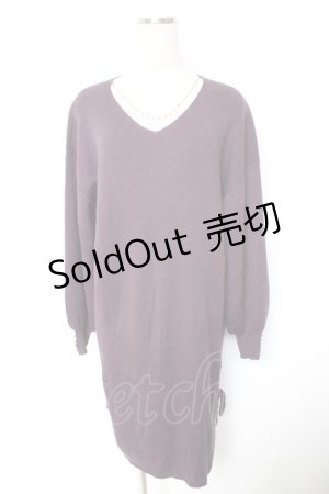 画像: axes femme / Vネックロングニットワンピ M パープル Y-26-01-01-090-AX-OP-SZ-ZS