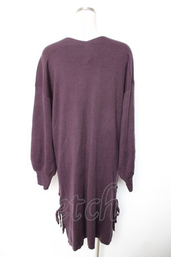 画像2: axes femme / Vネックロングニットワンピ M パープル Y-26-01-01-090-AX-OP-SZ-ZY (2)